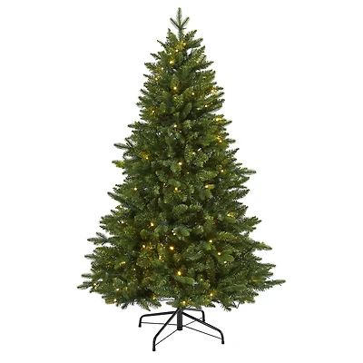 5ft. Pre-Lit New Hampshire Fir Artificial Christmas Tree, Clear LED Lights