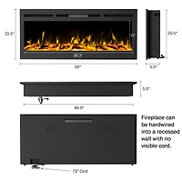 Hastings Home 50" Black Electric Fireplace