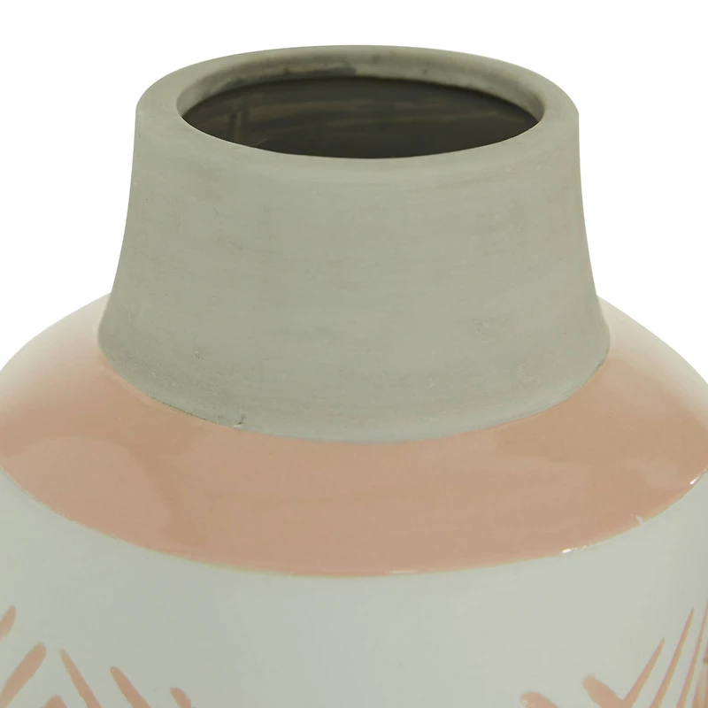Set of 2 White Stoneware Farmhouse Vase, 7.5", 9.75"