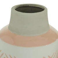 Set of 2 White Stoneware Farmhouse Vase, 7.5", 9.75"