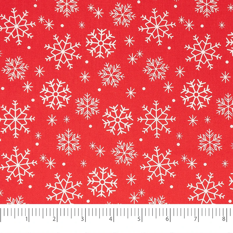 SINGER Christmas Snowflakes on Wine Red Cotton Fabric