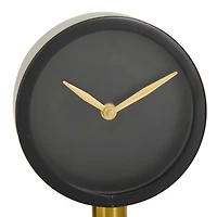 The Novogratz 11" Black Stainless Steel Clock with Gold Stand