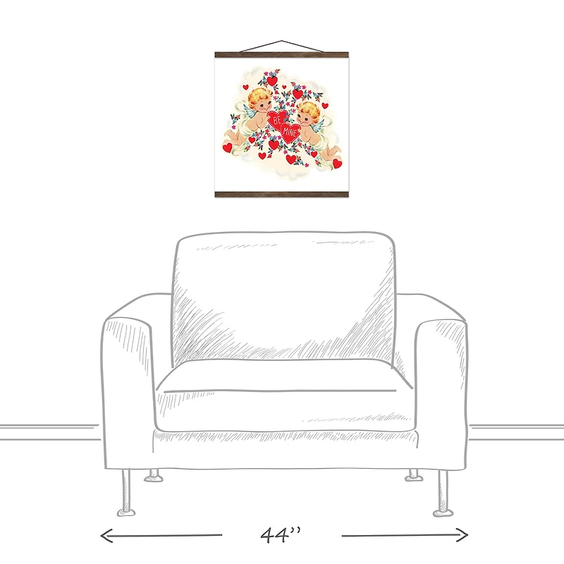 Retro Cupids Teak Hanging Canvas