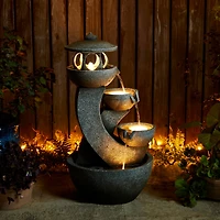 Glitzhome® 32" 4-Tier LED Pagoda Outdoor Fountain