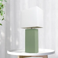 Lalia Home Lexington 21" Sage Green Leather Base Table Lamp