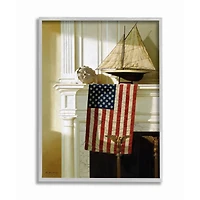 Stupell Industries Americana Mantle Wall Art in Gray Frame