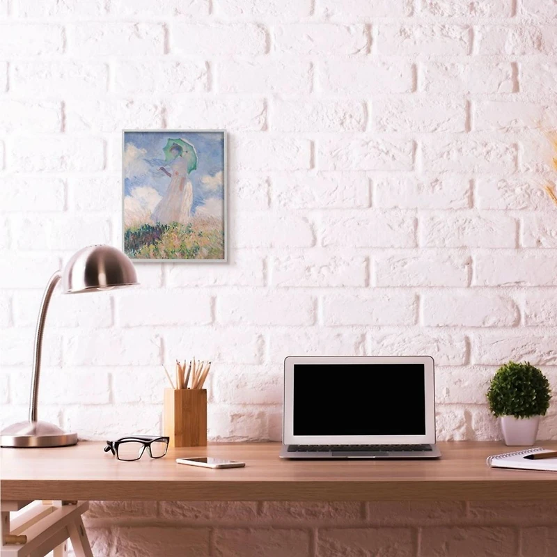 Stupell Industries Woman With Parasol Monet Classic Painting Gray Framed Wall Art