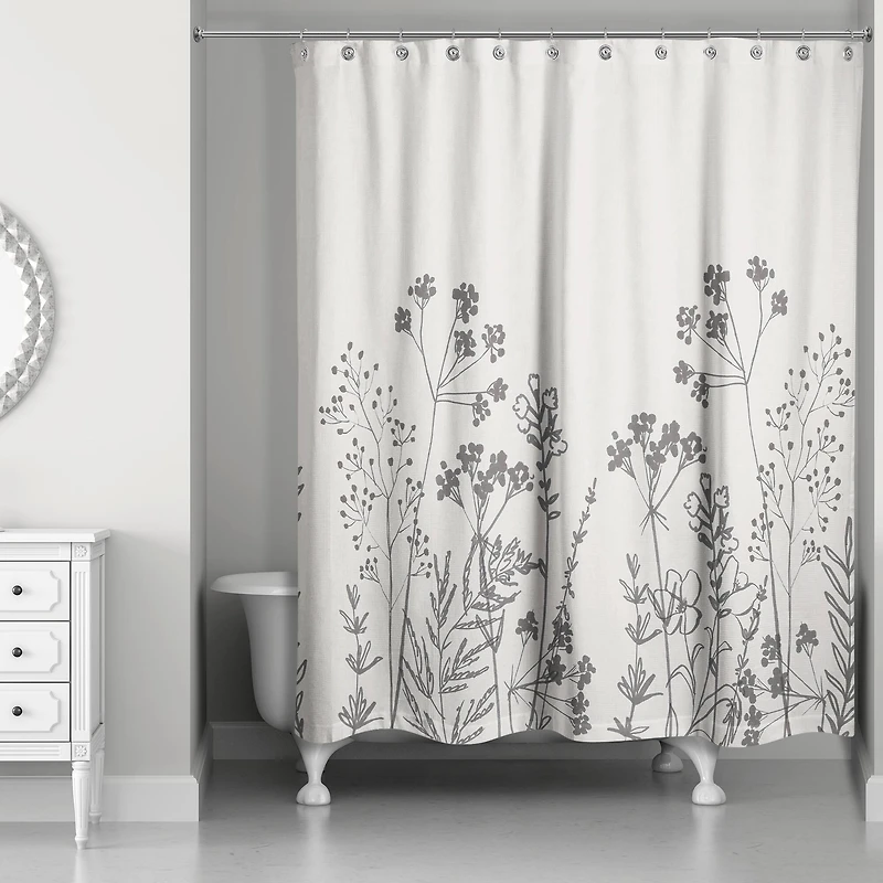 Sketched Florals 71" x 74" Shower Curtain