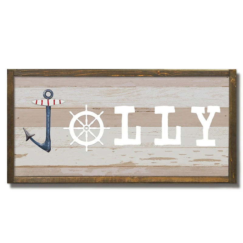 24" Jolly Ship Wheel & Hook Holiday Framed Wall Plaque
