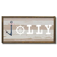 24" Jolly Ship Wheel & Hook Holiday Framed Wall Plaque