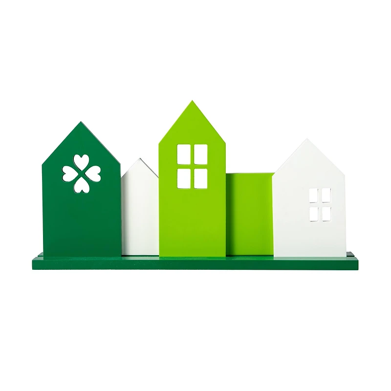 Glitzhome® 16" St. Patrick's Wooden Lucky House Table Décor