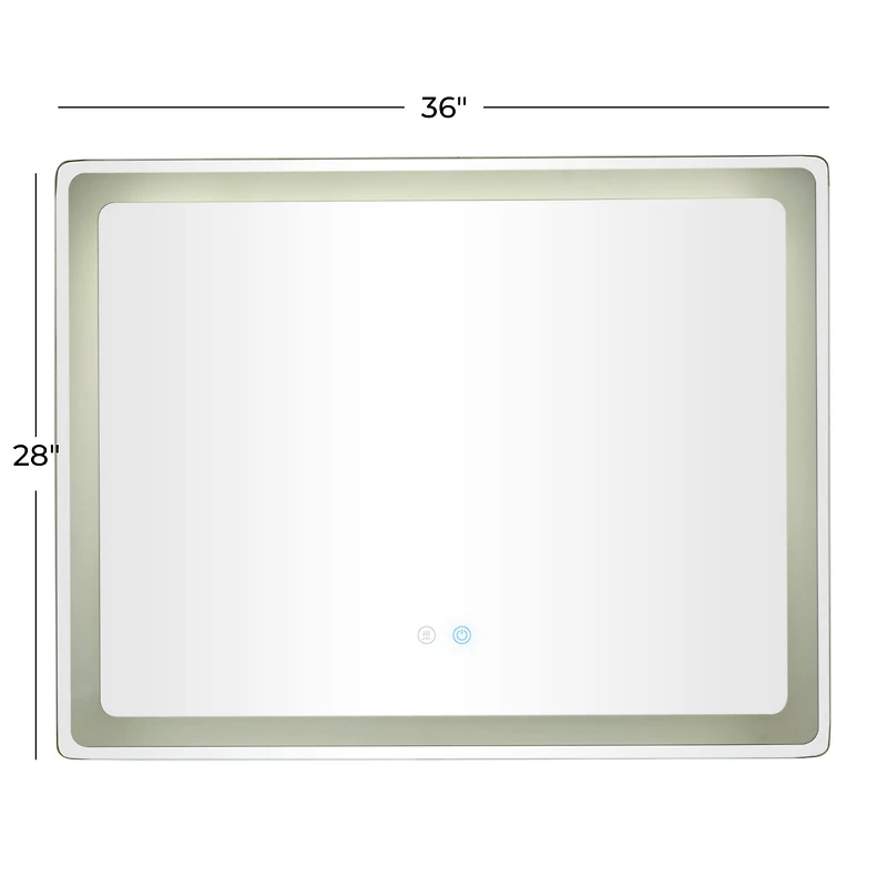 Clear Glass Modern Anti Fog Mirror, 36" x 1" x 28"