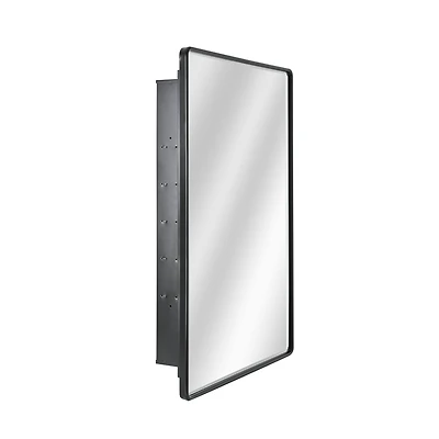 Head West Black Metal Medicine Cabinet with Beveled Mirror