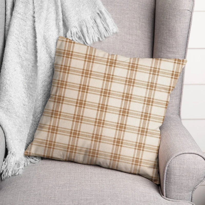 Orange Plaid Throw Pillow