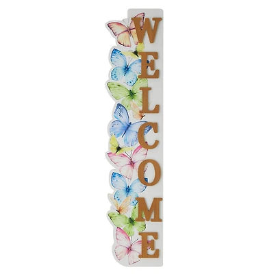 Glitzhome® 42" Wood Butterfly WELCOME Porch Sign