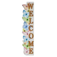 Glitzhome® 42" Wood Butterfly WELCOME Porch Sign
