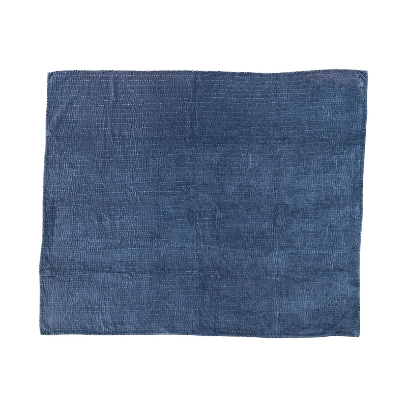 Hello Honey® Blue Kantha & Blanket Stitch Edge Cotton Velvet Throw
