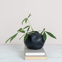 Hello Honey® 5.5" Matte Black Pinched Organic Shape Terracotta Vase