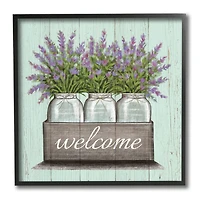 Stupell Industries Purple Lavender Florals in Jars Welcome Sentiments, 12" x 12"