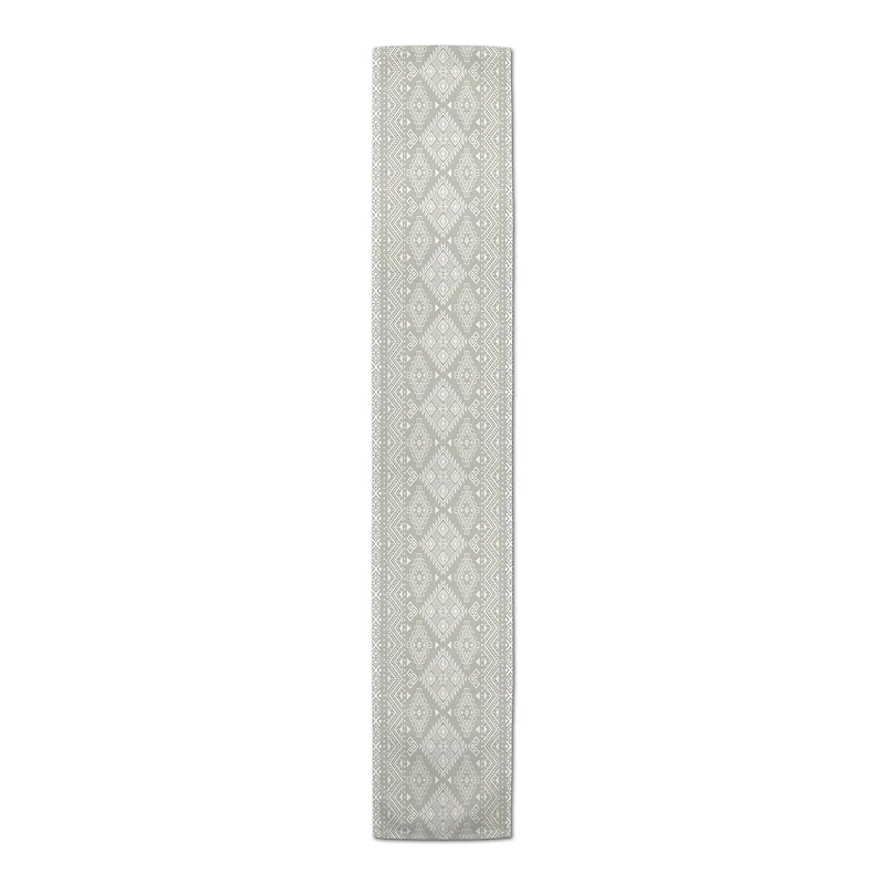 Greige & White Tribal Outdoor Table Runner