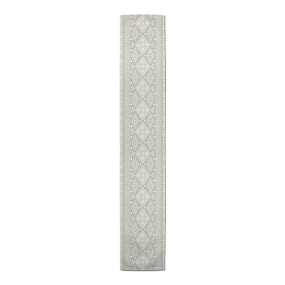 Greige & White Tribal Outdoor Table Runner