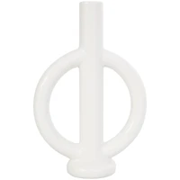 CosmoLiving by Cosmopolitan 10" Black & White Ceramic Geometric Ring Taper Candle Holder Set