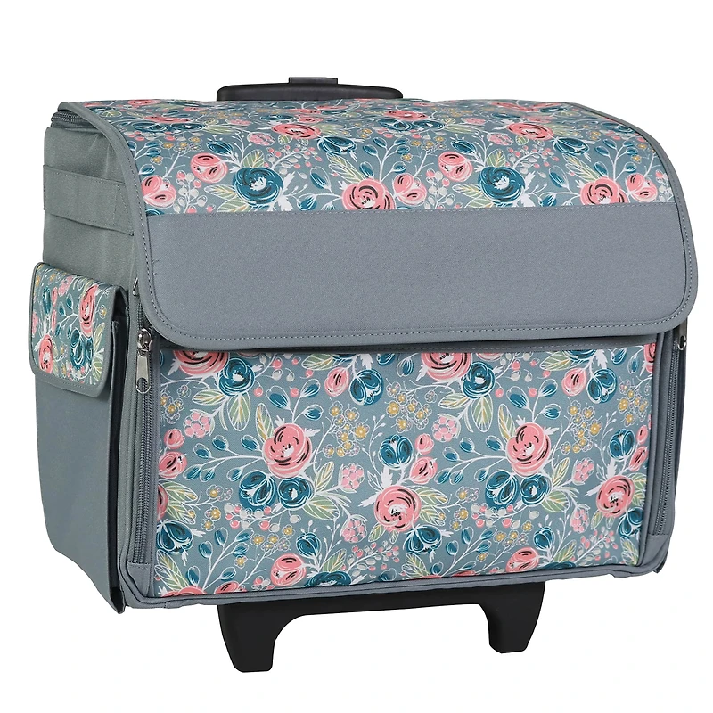 Everything Mary Green Floral Rolling Sewing Machine Tote