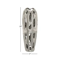 21" Silver Ceramic Contemporary Vase