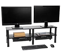 Mind Reader Anchor Collection Black Extended 2-Tier Dual Monitor Stand