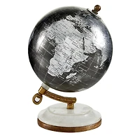 7" Black Marble & Metal Modern Globe