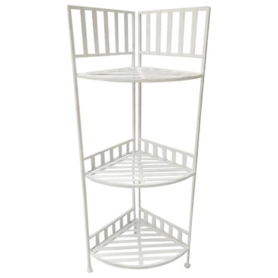 Santa's Workshop 40" Antique White 3-Tier Corner Shelf