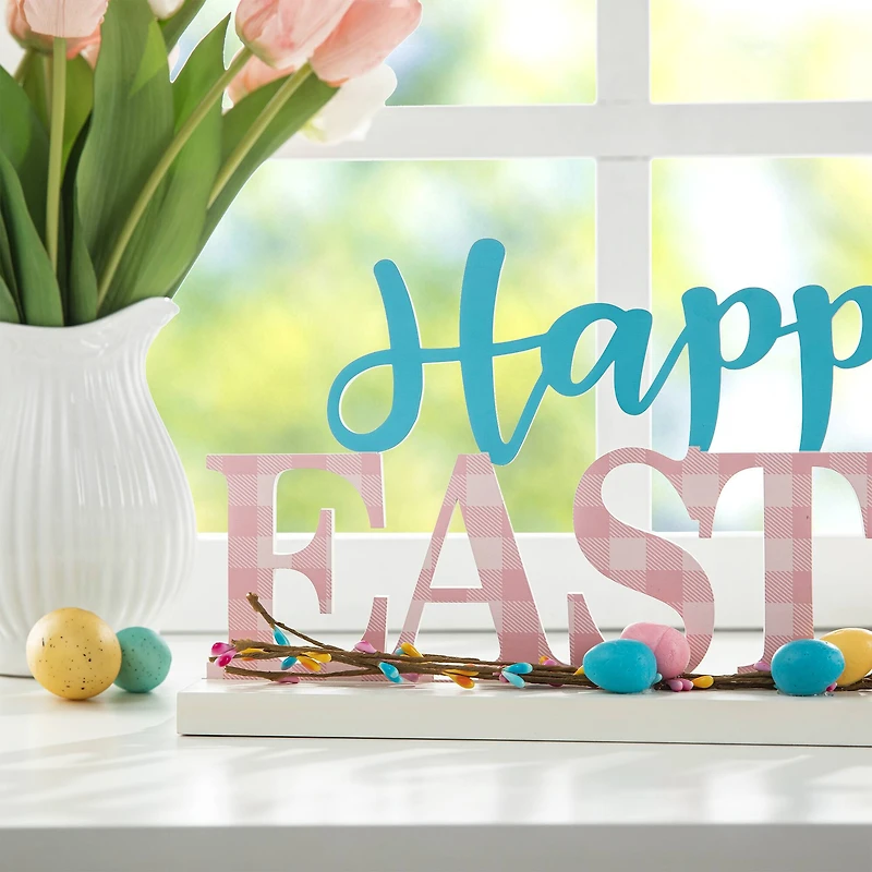 Glitzhome® 15.75" Easter Wooden "Happy Easter" Table Décor
