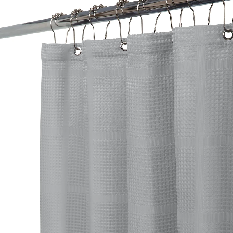 Elle Décor Gray Jacquard Solid Weave Shower Curtain