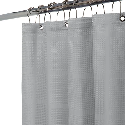 Elle Décor Gray Jacquard Solid Weave Shower Curtain