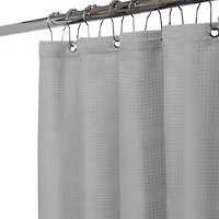 Elle Décor Gray Jacquard Solid Weave Shower Curtain