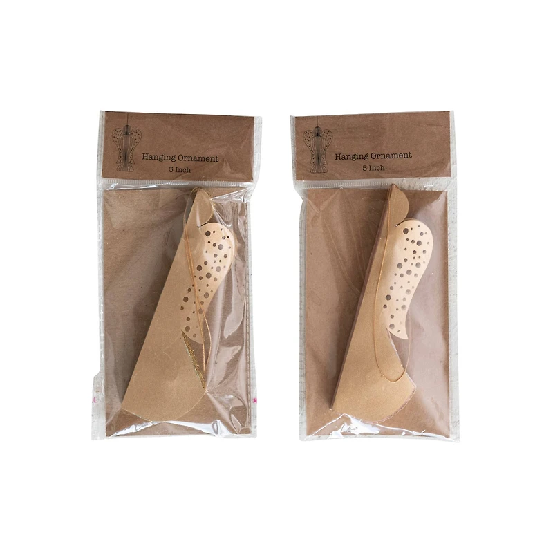 Hello Honey® 5" Green & Red Paper Folding Honeycomb Angel Ornament Set with Star Cut-Outs & Gold Glitter