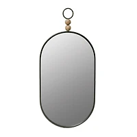 Hello Honey® Black Oval Metal Wall Mirror with Wood Beads