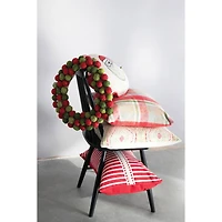 Hello Honey® 20" x 20" Green & Red Square Cotton Slub Pillow with Diamond Pattern