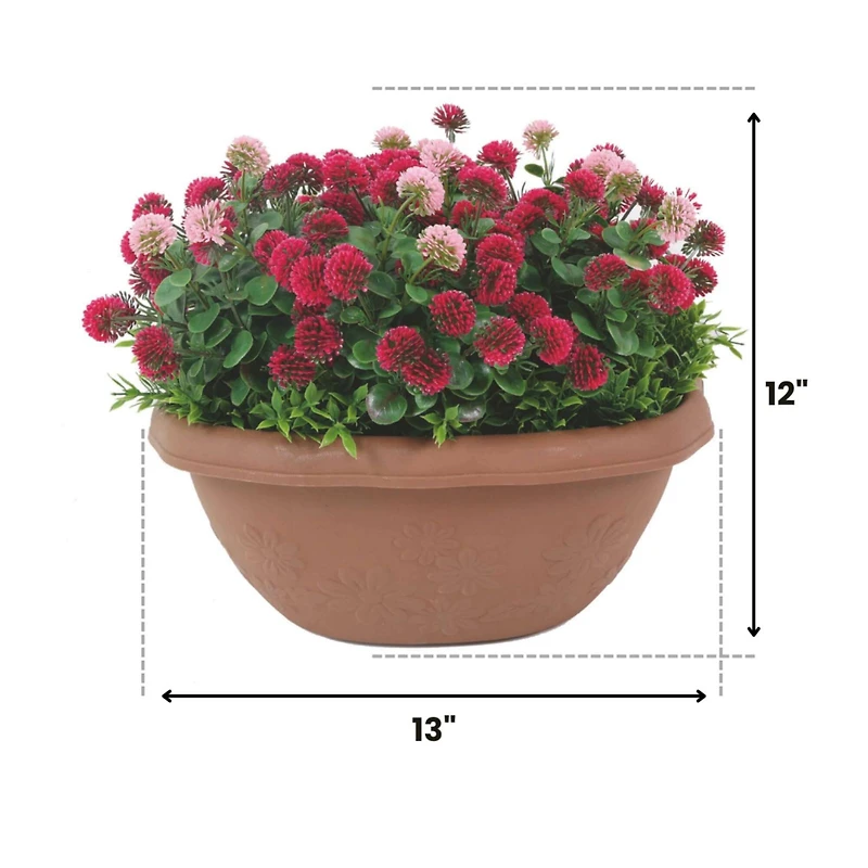 12" Faux Flowers in Hanging Basket