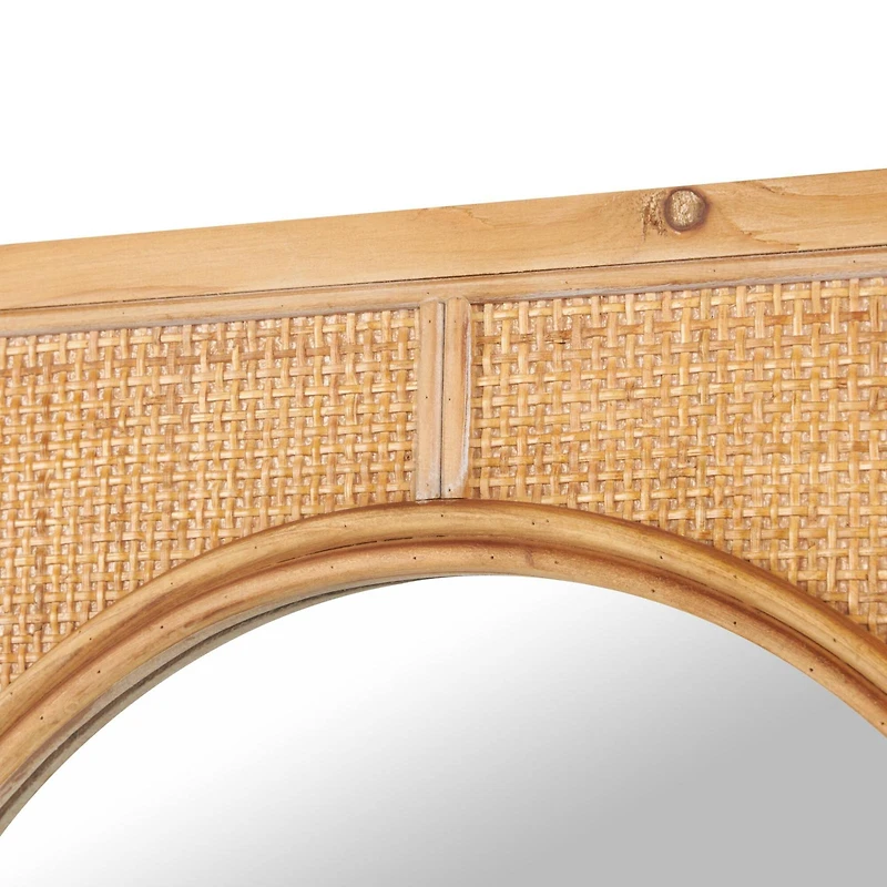 22" x 42" Brown Rattan Oval Center Design Wall Mirror