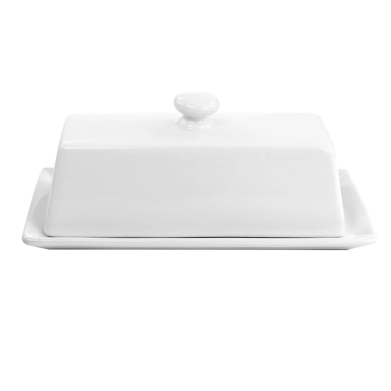 Martha Stewart White Ceramic Butter Dish with Lid
