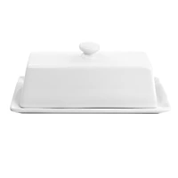Martha Stewart White Ceramic Butter Dish with Lid