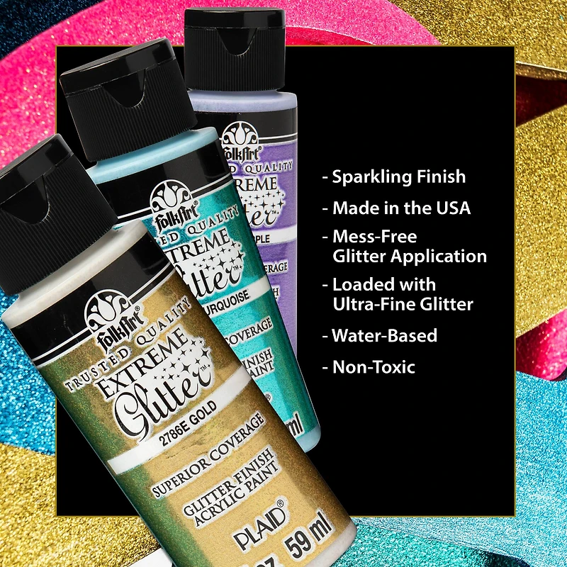 FolkArt® Extreme Glitter Acrylic Craft Paint Set
