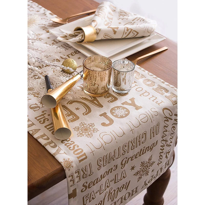 DII® 72" Gold Christmas Collage Table Runner