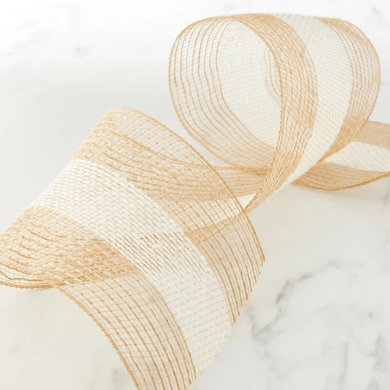 5.5" x 24ft. Mesh Jute & Cotton Wide Stripe Ribbon by Celebrate It®