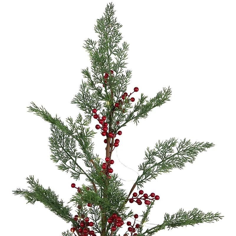 3ft. Pre-Lit Potted Berries & Pine Artificial Christmas Tree, Warm White LED Lights