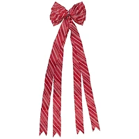 48" x 10" Red and White Striped 16 Loop Christmas Bow Decoration