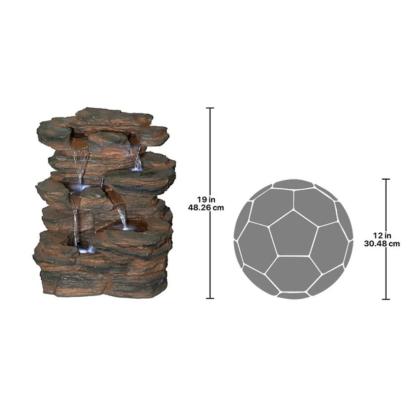 Design Toscano Ramrod Bluffs Cascading Waterfall Illuminated Tabletop Fountain