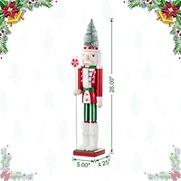 Glitzhome® 26"H Wooden Christmas Green Brush Tree Nutcracker