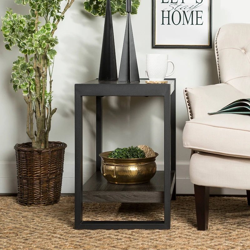 Walker Edison 24" Charcoal Industrial Side Table